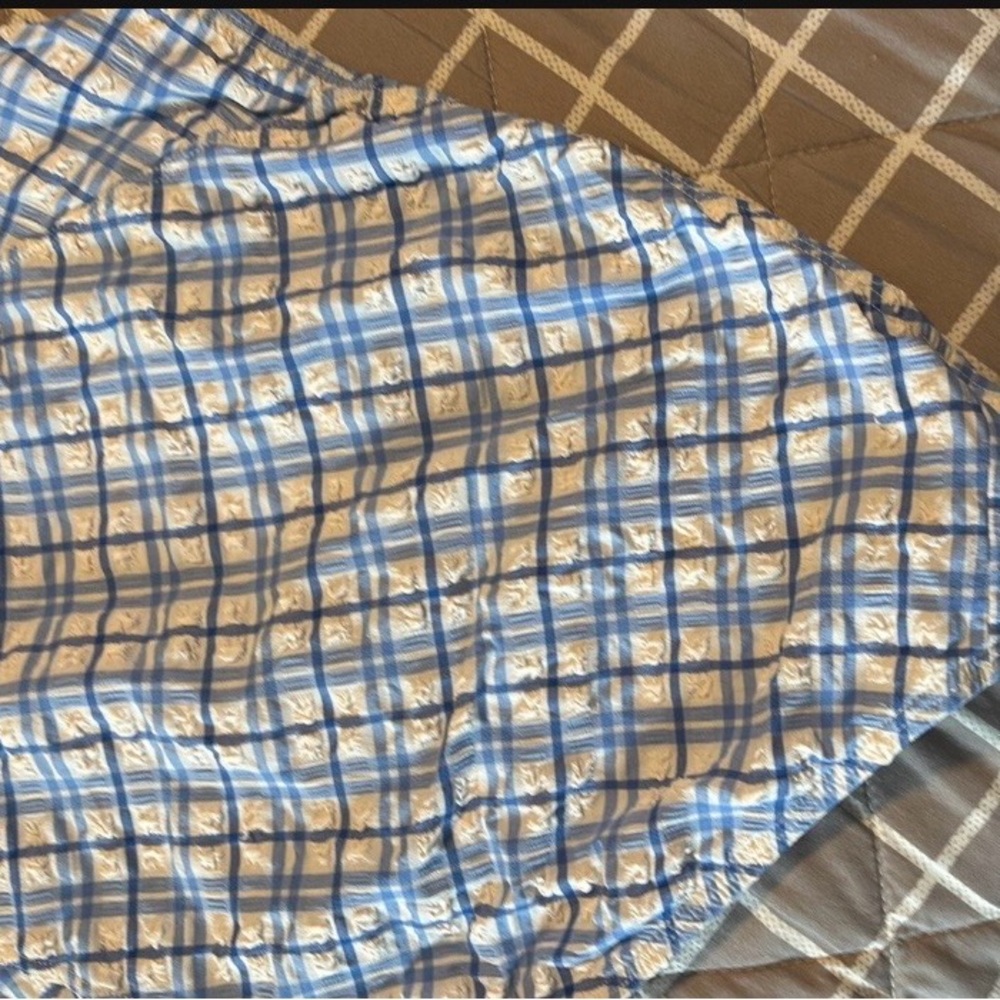 Tory Burch Blue and White Plaid One-Piece Swimsuit